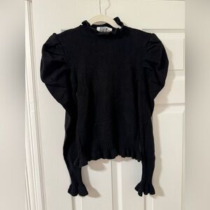 Free For Humanity Paris Puff Sleeve Cap Sleeve Sweater Top One Size Black